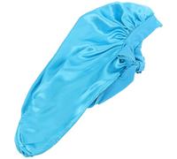 LRXIYODE Gorro de Dormir Largo de Satén Delicado Color Azul para Mujer y Niña Talla Única Ajustable Turbante Práctico para Cabello Rizado Trenzas y Extensiones Protector para Dormir y