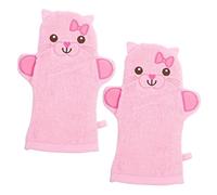 LRXIYODE Guantes de Baño Exfoliantes para Bebés Diseño de Animal, 2 Piezas, Tamaño Grande, Color Rosa, Suaves y Cómodos, Ideales para Limpieza Corporal y Uso en Viajes o Fin de Semana