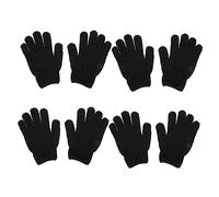 LRXIYODE Guantes Exfoliantes de Baño de Poliéster Negro para Uso Diario, 4 Pares, Fáciles de Limpiar y Exfoliación Profunda para Eliminar Piel Muerta