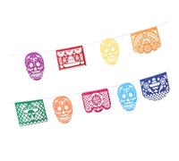 LRXIYODE Guirnalda Decorativa Día de Muertos Banderines de Fieltro y Tela sin Tejer Diseño Calado para Fiesta Mexicana Colores Vivos Reutilizable Adecuado para Decoración Temática y