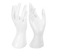 LRXIYODE Mano De Maniquí Femenina Expositor De Anillos y Organizador De Joyas Plástico Blanco Multifunción Para Hogar y Tienda 2 Piezas Modelo Resistente y Estable