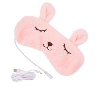LRXIYODE Máscara de Ojos Eléctrica Recargable con USB para Dormir con Función de Calor y de para y Descanso Casa Color Rosa con Diseño de Oso