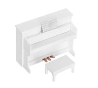 LRXIYODE Mini Piano Vertical Blanco con Banqueta y Partitura Juguete para Decoración de Casita de Muñecas Accesorio Realista para y Muebles Miniatura