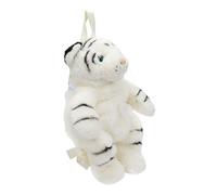 LRXIYODE Mochila Escolar De Peluche De Tigre Gris para Niños Bolso De Dibujos Animados Mochila De Felpa Suave Infantil para Escuela y Viajes Tamaño Pequeño