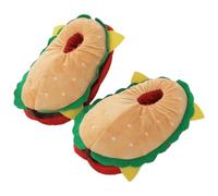 LRXIYODE Pantuflas Divertidas de Hamburguesa para Adultos Zapatillas de Casa Cálidas de Algodón Suela Gruesa Antideslizante Diseño Cómodo y Transpirable Ideales para Invierno y Uso