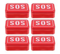 LRXIYODE Pastillero de Emergencia Metálico Compacto 6 Piezas, Organizador de Pastillas Portátil Resistente al Agua Símbolo Sos para Viaje y Supervivencia al Aire Libre