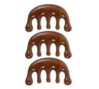 LRXIYODE Peine Masajeador de Madera de Sándalo Dientes Anchos, Juego de 3 Piezas, Cepillo Antiestático para Cuero Cabelludo, Estimulador de Puntos Gatillo y Herramienta Gua Sha