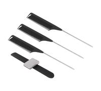 LRXIYODE Peine Peluquería 1 Pulsera Porta Horquillas Negro 3 Peines Punta Acero para Estilistas Profesionales y Uso en Salones de Belleza