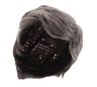 LRXIYODE Peluca Corta Sintética Gris Claro para Hombre 1 Unidad Resistente al Calor Cosplay y Uso Diario Peinado Parte Inclinada Acabado Natural