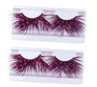 LRXIYODE Pestañas Postizas Coloridas para Disfraz 2 Pares Estilo Extravagante Color Rosa Plumas Reutilizables para Fiesta Maquillaje Cosplay