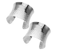 LRXIYODE Pulsera de Puño de Gran Tamaño para Mujer, Brazalete Abierto Ancho de Metal en Forma de C, 2 Piezas Plateadas, Accesorio de Moda Versátil para Uso Diario y Ocasiones