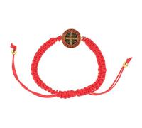 LRXIYODE Pulsera Tejida San Benito Ajustable para Hombre y Mujer, Pulsera de Hilo Roja, Brazalete Religioso Trenzado, Cómoda y Ligera, Adecuado para Uso Diario y Protección Espiritual