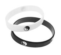 LRXIYODE Pulseras de Silicona y Goma Yin Yang para Hombre y Mujer 2 Piezas Talla Única Pulseras Deportivas de Tai Chi para Parejas Accesorios de Vestir Unisex Negras y
