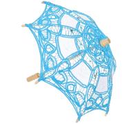 LRXIYODE Sombrilla Bordada para Niñas Mango de Madera Paraguas Vintage de Encaje Azul para Fotografía Infantil Accesorio Decorativo para Bodas y Festivales Paraguas Pequeño para Niñas