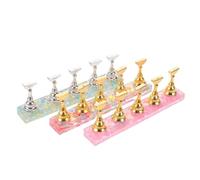 LRXIYODE Soportes Magnéticos para Uñas 3 Piezas Base Fuerte y Diseño Brillante de Estrellas y Corazones en Rosa y Colores Variados, Accesorios para Decoración y Práctica de