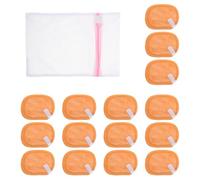 LRXIYODE Toallas Faciales Reutilizables de Doble Capa, 15 Piezas Naranja con Bolsa de Lavandería, Paños Desmaquillantes Suaves para Piel Sensible y Limpieza Facial Profunda,