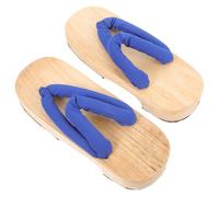 LRXIYODE Zuecos Japoneses para Mujer Sandalias de Madera Tipo Zueco Suela de Goma Azul Antideslizante Talla 37 para Pies 35-36 Pantuflas Cómodas y Transpirables para Uso Casa y Verano
