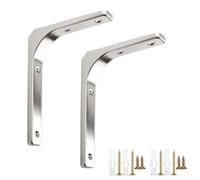 LRYELWA 2 Piezas Soporte para Estanterías de Pared,Escuadra para Estanterías Metalicas de L,Acero Inoxidable,Soportes de Estante Flotante,para Cocina,Dormitorio,Con Tornillos (300mm,Plata)