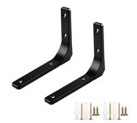 LRYELWA 2 Piezas Soporte para Estanterías de Pared,Escuadra para Estanterías Metalicas de L,Acero Inoxidable,Soportes de Estante Flotante,para Cocina,Dormitorio,Con Tornillos (395mm,Negro)
