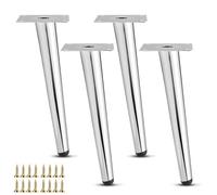 LRYELWA 4 Pcs Patas de Metal para Muebles,Pies de Repuesto para Sofás Cónicos,Piernas de Soporte para Mesas,Sillas,Armarios,Cama,Gabinete,Mesita de Noche,con Tornillos,Plateado (10cm,Inclinado)