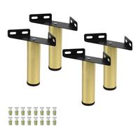 LRYELWA 4 Pcs Patas para Muebles Altura Regulables,Pies de aleación de Aluminio,Piernas de Soporte para para Mesas,Sofá,Escritorio,Gabinete,Estantes,Marco de Mesa,con Tornillos (45cm,Dorada)