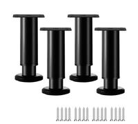 LRYELWA 4 Pcs Patas para Muebles de Altura Ajustable,Patas de Repuesto para Mesas,Pies de Soporte de Metal para Sofás Mesa Armario Silla Escritorio Cocina,con Tornillos (72cm-110cm,Negro)