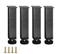 LRYELWA 4 Piezas Patas de Cama Ajustables,Pies para Muebles de Metal,Patas de Apoyo para Marco de Camas,Listones centrales de Camas,Soporte de Listón,con Tornillos (30cm,Negro Mate)