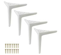 LRYELWA 4 Piezas Patas de Metal para Muebles,Pies de Hierro Triangulares para Sofá,Patas de Repuesto para Mesas,Silla,Gabinete,Aparador,Camas,Mesita de Noche,con Tornillos (10cm,Blanco)