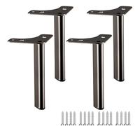 LRYELWA 4 Piezas Patas para Muebles,Pies Triangulares de Metal para Mesa,Patas de Repuesto para Sofas,Armario,Gabinetes de TV,Camas,Sillón,Mesita de Noche,con Tornillos (8cm,Negro Brillante)