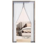 LRYELWA Cortinas Termicas Aislantes Puerta,Protección Contra el Frío,Impermeable,Sin Necesidad de Taladrar,para Interiores y Exteriores,Cierre Automático,con Cinta Adhesiva (190cm x 210cm,Gris)