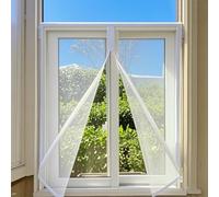 LRYELWA Mosquitera para Ventana Autoadhesiva Blanca,Red Anti-Insectos con Cremallera,Protección contra Mosquitos y Moscas,Malla lavable,Sin Taladrar,Personalizable (180cm x 185cm)