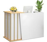 LRYFAEOO Mostrador de recepción, Mostrador De Recepción Supermercado Moderno Simple con 4 Espacios De Almacenamiento Y Cajón con Cerradura Aplicable En Cualquier Lugar (Blanco, 120cm)