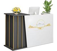 LRYFAEOO Mostrador de recepción, Mostrador De Recepción Supermercado Moderno Simple con 4 Espacios De Almacenamiento Y Cajón con Cerradura Aplicable En Cualquier Lugar (Negro, 120cm)