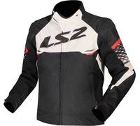 LS2 Apex Chaqueta textil de moto impermeable, negro-blanco-rojo, tamaño 2XL para Hombres