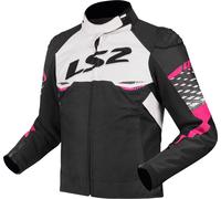 LS2 Apex Chaqueta textil impermeable para mujer, negro-blanco-rosa, tamaño XS