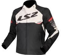 LS2 Apex Chaqueta textil de moto impermeable, negro-blanco-rojo, tamaño 2XL para Hombres