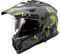 LS2, Casco de Motocross PIONEER II CRAZY Matt Black H-V Yellow, XL