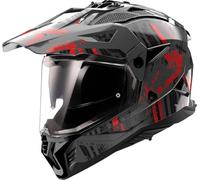 LS2 MX702 Pioneer II Crazy Casco de motocross, negro-gris-rojo, tamaño L