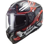 LS2, Casco integral moto Challenger Spin black red white, XXS