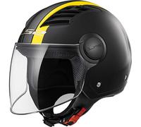 LS2, Casco jet de moto Airflow metropoli, XS, Negro Amarillo