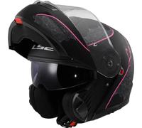 LS2, Casco Modular Moto Strobe II Lux Negro Rosa, L