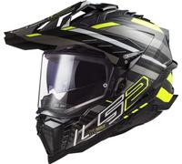 LS2, Casco Moto Cross EXPLORER CARBON EDGE Black H-V Yellow Titanium, XS