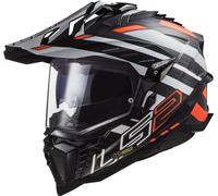 LS2, Casco Moto Cross Explorer Carbon Edge Black Orange White, M