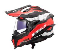 LS2, Casco Moto Cross Explorer Carbon Trick White Red, XXL
