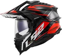 LS2, Casco Moto Cross EXPLORER SPIRE Black Titanium Red, M