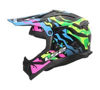LS2, Casco Moto Cross FAST II GROTESK Blue Pink Green, M