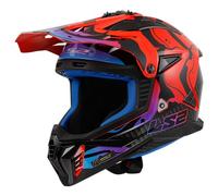 LS2 MX708 Fast II Wash Casco de motocross, negro-rojo-azul, tamaño L