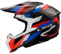 LS2 MX703 X-Force Phantom Casco de motocross, blanco-rojo-azul, tamaño 2XL para Hombres