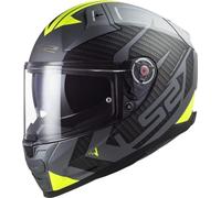 LS2, Casco Moto Integral Vector II Splitter Matt Titanium H-V Yellow, XXS