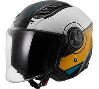 LS2 OF616 Airflow II Cover Casco Jet, blanco-marrón, tamaño L para Hombres